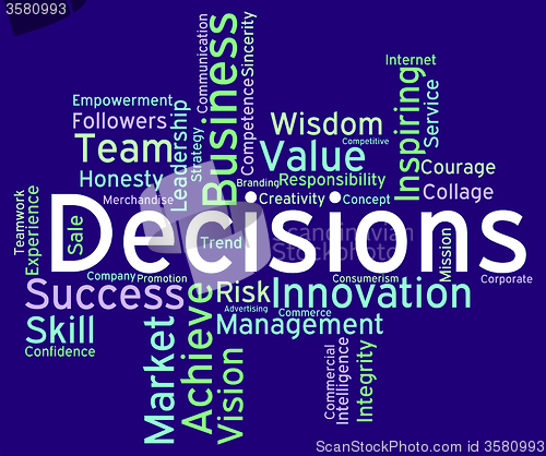 Image of Decision Words Represents Choosing Choices And Wordcloud