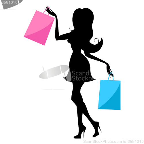 Image of Shopping Woman Indicates Retail Sales And Buying