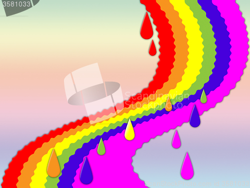 Image of Rainbow Background Shows Dripping Art And Colorful\r