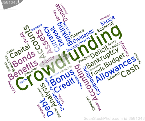 Image of Crowdfunding Word Shows Raising Funds And Crowd-Funding