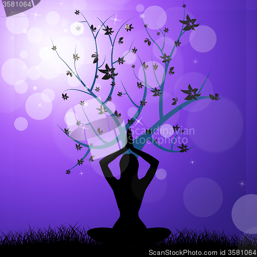 Image of Tree Yoga Means Peaceful Feel And Trunk