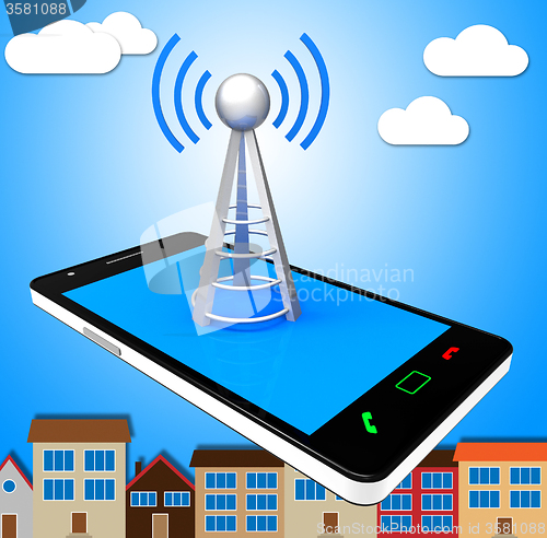 Image of Smartphone Wifi Means World Wide Web And Access