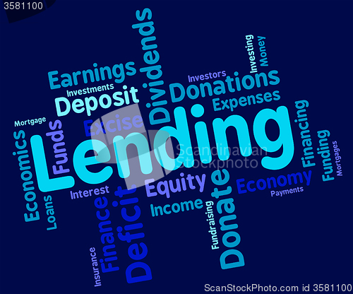 Image of Lending Word Shows Bank Loan And Advance