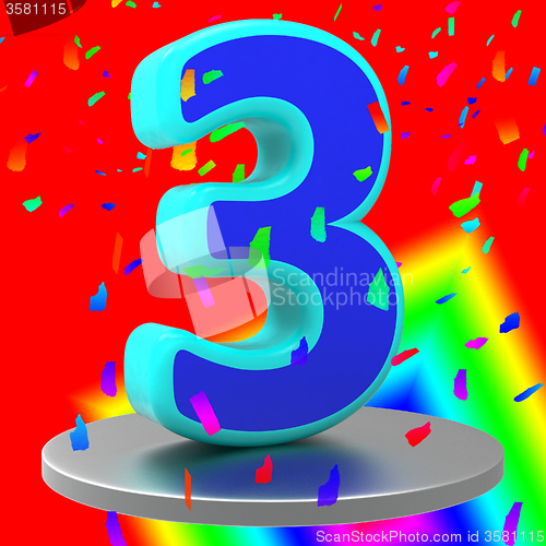 Image of Birthday Three Means Celebrating Occasion And Anniversaries