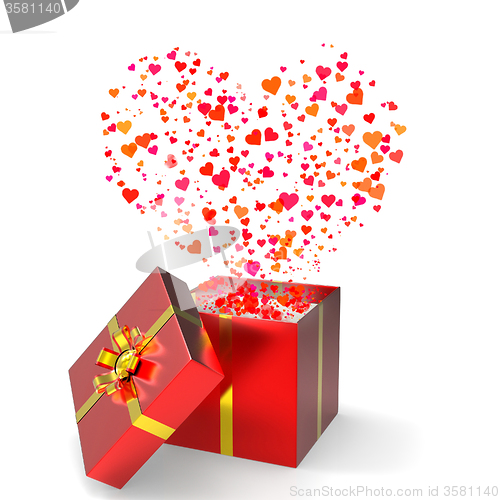 Image of Heart Gift Represents Valentines Day And Celebrate