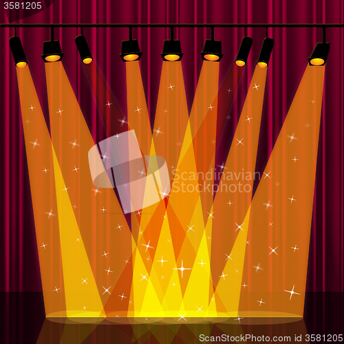 Image of Background Spotlight Indicates Stage Lights And Backdrop