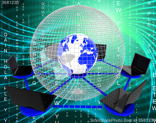 Image of Global Computer Network Indicates Networking Monitor And Worldwi