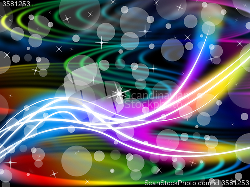 Image of Flourescent Swirls Background Means Colorful Space And Bubbles\r