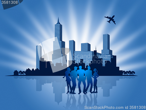 Image of Business People Shows Metropolis Downtown And Businesspeople