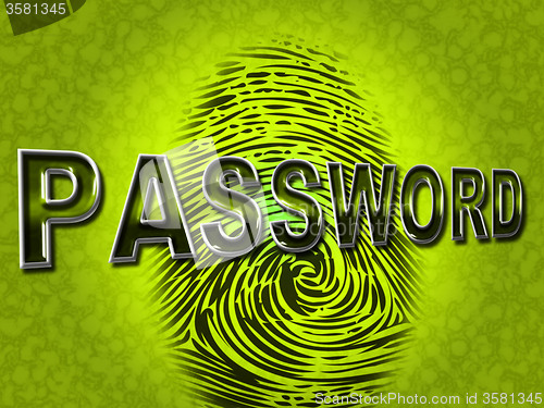 Image of Password Fingerprint Indicates Log Ins And Accessible