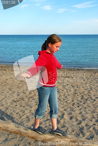 Image of Girl balancing on log