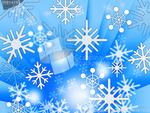 Image of Blue Snowflakes Background Shows Weather Freezing And Winter\r