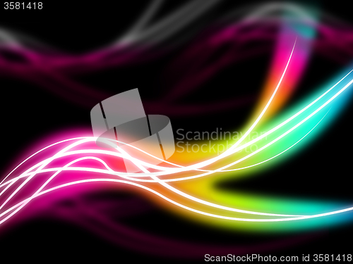 Image of Flourescent Swirls Background Means Rainbow Lines In Darkness\r