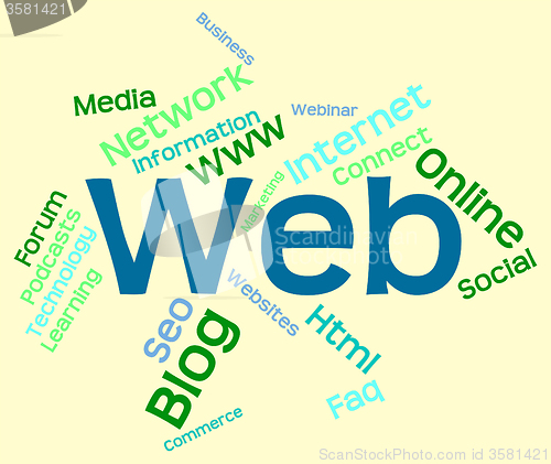 Image of Web Word Represents Website Text And Online