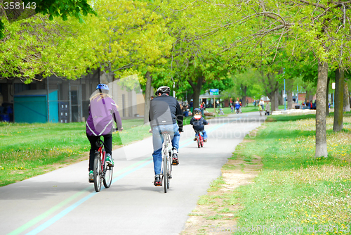 Image of Bicycling in a park