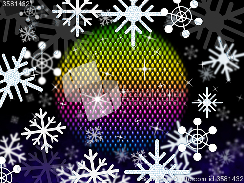 Image of Snowflakes Ball Shows Colors Winter And Festivities\r