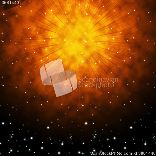 Image of Orange Sky Background Shows Brilliant Stars And Shining\r