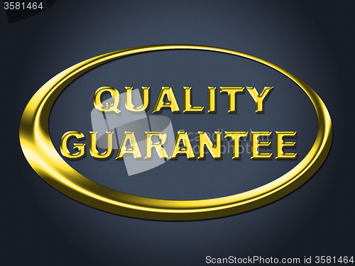 Image of Quality Guarantee Sign Shows Guaranteed Placard And Check