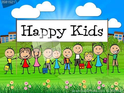 Image of Happy Kids Banner Shows Childhood Happiness And Toddlers