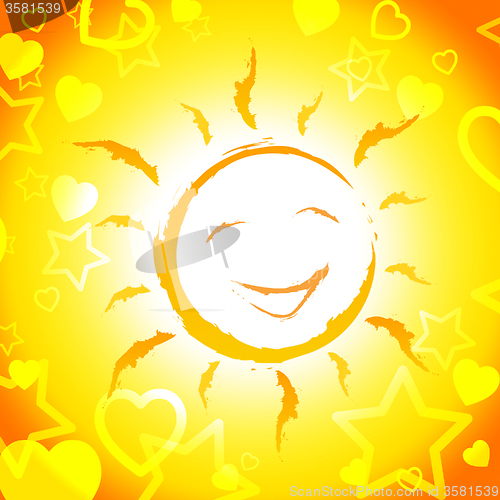 Image of Sun Smiling Shows Cheerful Sunshine And Joyful
