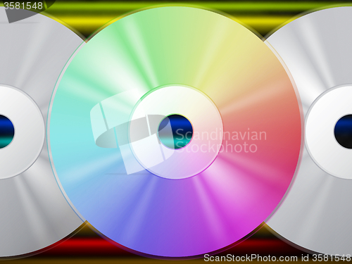 Image of CD Background Means Music Artists And Rainbow Lines\r