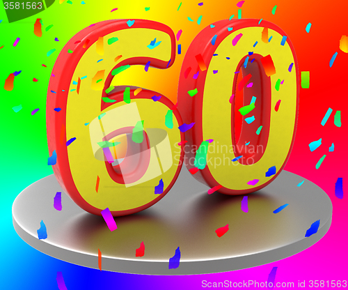 Image of Sixtieth Anniversary Indicates Happy Birthday And Anniversaries