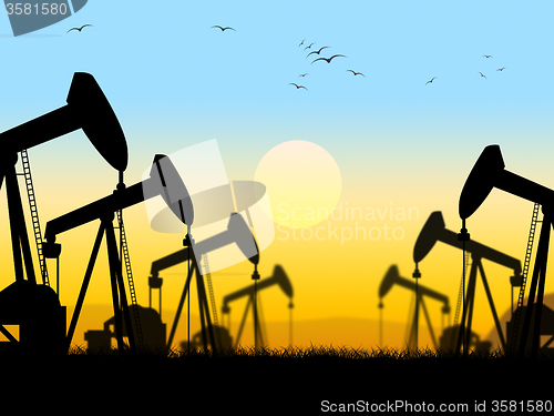 Image of Oil Wells Shows Nonrenewable Fuel And Exploration