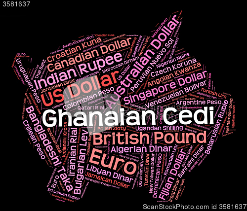 Image of Ghanaian Cedi Indicates Foreign Currency And Coin