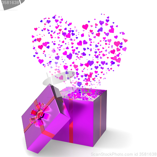 Image of Heart Gift Indicates Valentines Day And Gift-Box