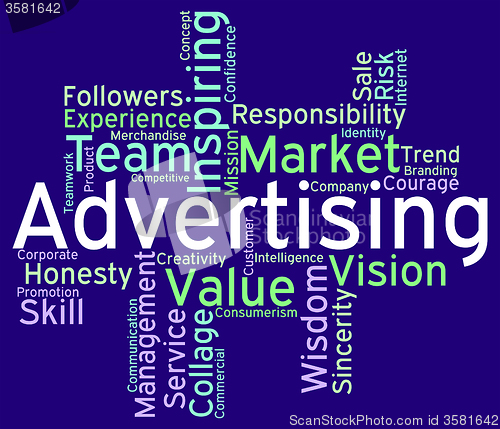 Image of Advertising Wordcloud Means Advertisements Promotion And Adverti