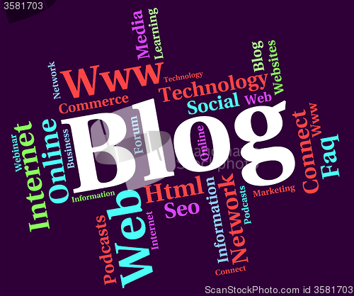 Image of Blog Word Shows Weblog Websites And Words