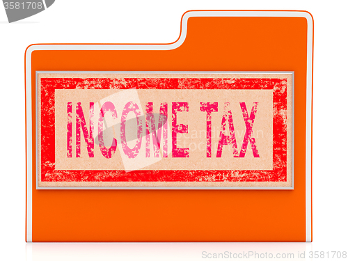 Image of Income Tax Shows Paying Taxes And Binder