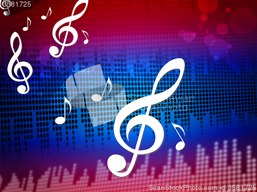 Image of Treble Clef Background Shows Digital Audio Notes\r