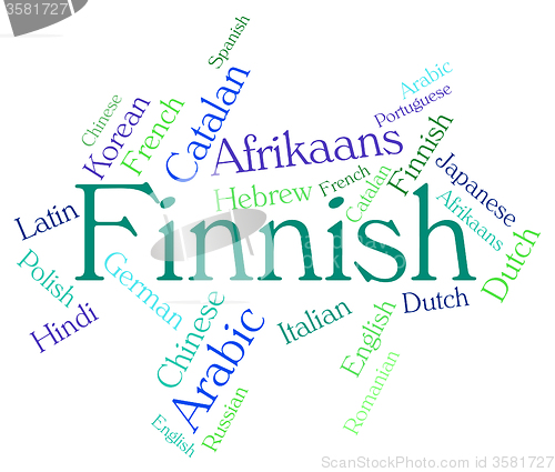 Image of Finnish Language Indicates Translator Finland And Wordcloud