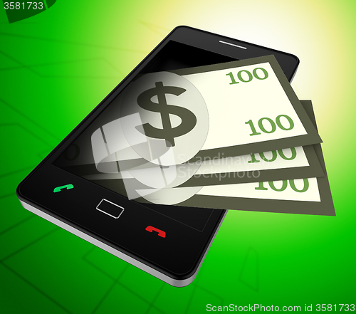 Image of Phone Dollars Represents World Wide Web And American