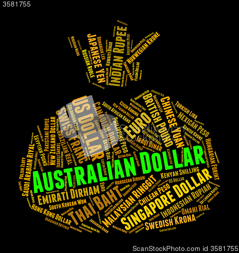 Image of Australian Dollar Means Currency Exchange And Banknote