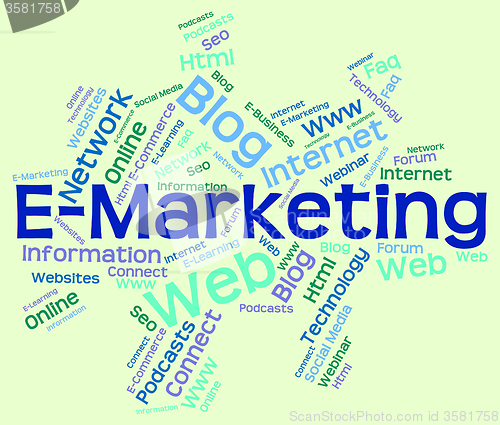 Image of Emarketing Word Indicates World Wide Web And Internet