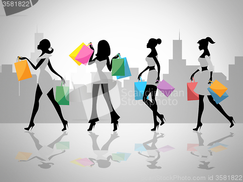 Image of Shopping Women Shows Retail Sales And Adult