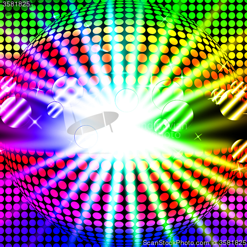 Image of Disco Ball Background Means Bright Beams And Dancing\r