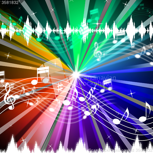 Image of Colorful Music Background Means Brightness Beams And Singing\r