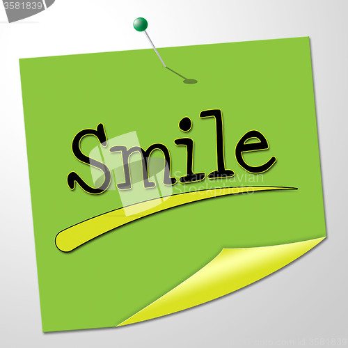 Image of Smile Note Shows Happy Optimism And Correspondence