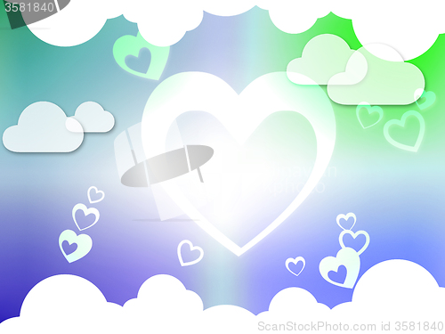 Image of Hearts And Clouds Background Shows Passion  Love And Romance\r