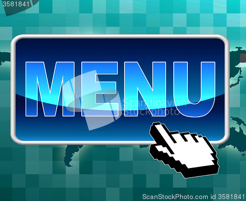 Image of Online Menu Represents World Wide Web And Button