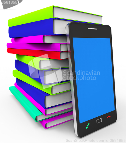 Image of Phone Knowledge Online Indicates World Wide Web And Book