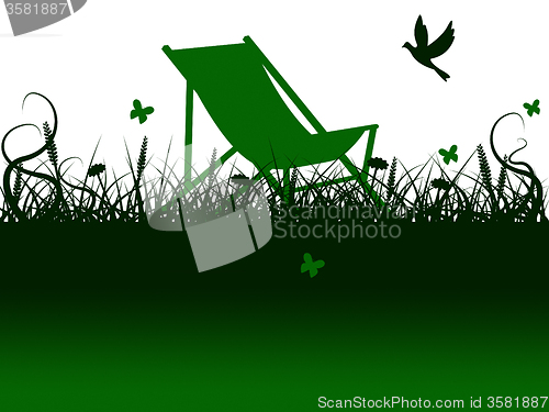 Image of Deck Chair Means Green Grass And Summer