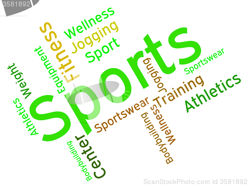 Image of Sports Word Shows Physical Activity And Exercising
