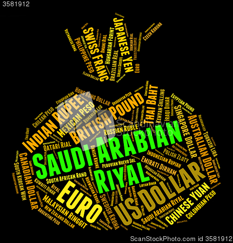Image of Saudi Arabian Riyal Shows Exchange Rate And Currencies