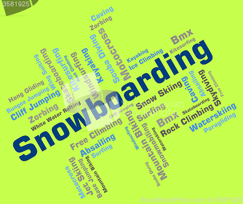 Image of Snowboarding Word Represents Winter Sports And Boarders