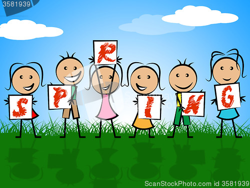 Image of Spring Kids Represents Seasons Toddlers And Childhood
