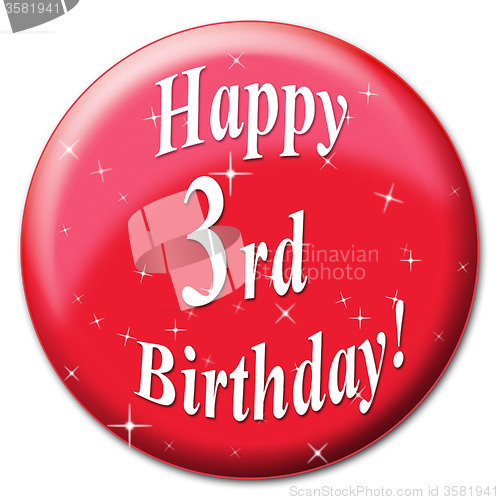 Image of Happy Third Birthday Represents Party Congratulating And Celebrate